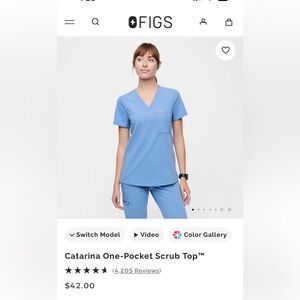 FIGS Catarina One Pocket Cell Blue Scrub Top size S